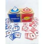 Jogo de Fonemas Caixa Surdas e Sonoras com uma caixa e várias cartas ilustradas com imagens que representam os sons da fala.