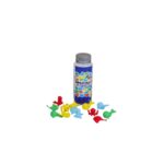 Kit Miniaturas Fundo do Mar da Materiais Para Brincar, mostrando o pote azul com algumas das miniaturas de animais marinhos espalhadas ao redor. As miniaturas, em cores vibrantes, estão organizadas por tipo ou cor.